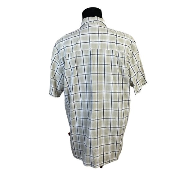 Levi's | Men's Tan White Black Plaid Short Sleeve Button Front Shirt Large - Picture 6 of 8